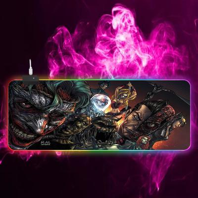 China Custom Gaming Custom Made Gradient Rubber and Cloth Gaming Mouse Pad LED Lighting Keyboard Protector Thickened Sword Horse Colorful Lighting Operating LightRGB for sale