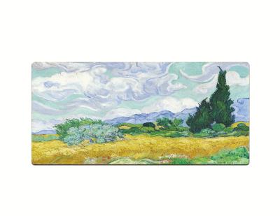 China Oil Painting Sky WEATHER Starry Wheat Field With Cypresses Art Van Gogh Heated Mouse Pads for sale