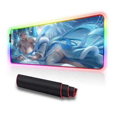 China Radiation Protection Custom Sexy Map Anime Mouse Mat Large Luminous Dazzle RGB Led Gaming Desk Mat Mouse Pads for sale