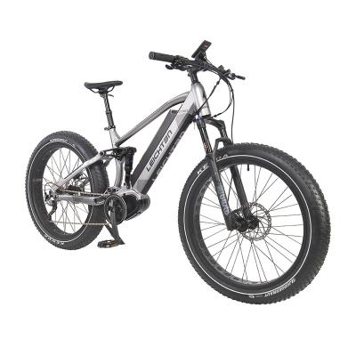 China Aluminum alloy 48V 16AH lithium battery Mid-drive electric bike 350W for adult full mountain suspension electric bicycle for sale