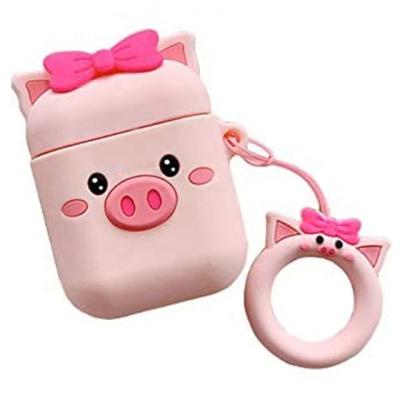 China Fashionable Cartoon Shockproof Soft Pig Silicon Wholesale Chain TPU Earbuds Case Cover For Airpods 2.0 for sale