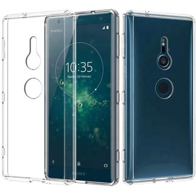 China Transparent Cell Phone Case Anti-drop Phone Cover +2PCS TPU Clear Clear Tempered Glasses For Sony XZ2 5.7inch for sale