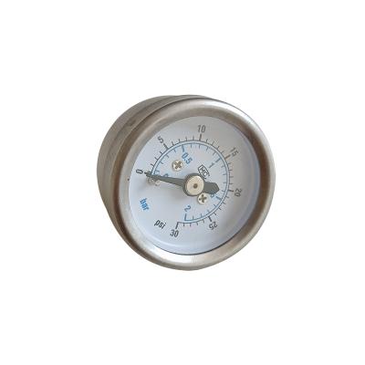 China Machine Ordinary Equipment 2Bar 30MM Mini Stainless Steel Case Axial Pressure Gauge With G1/8 Thread for sale