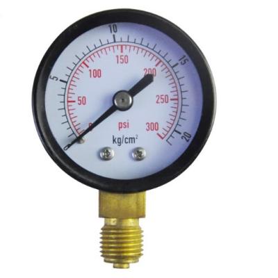 China Machine Equipment 50mm Hot Selling Black Type 20 Bar Color Bottom Ordinary Brass Connection Pressure Indicator for sale