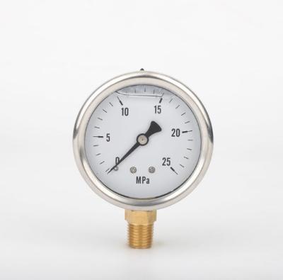 China Machine Equipment 63MM High Precision 25Mpa Stainless Steel Pressure Gauge Oil Filling Pressure Gauge for sale