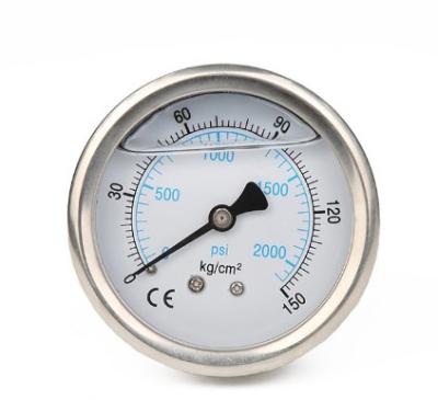 China Machine Equipment Customized 60 Mm 150 Kg Stainless Steel Shell Oil Filling Brass Connection Shockproof Pressure Gauge for sale