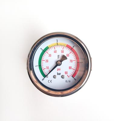 China 2.5 Inch 6 Bar Black Iron Pressure Gauge Case With Brass Bracket And Connection Vacuum Pressure Gauge NY-047 for sale