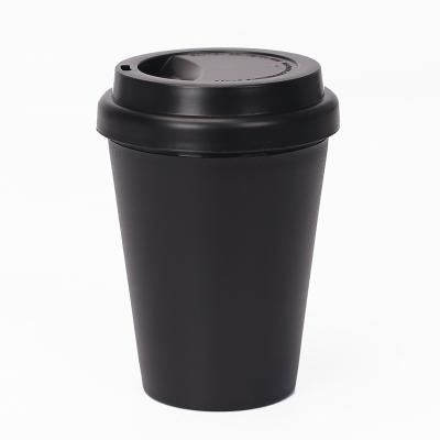 China Sustainable 300ml pp double wall custom plastic coffee cups with plastic lid for sale