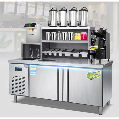 China Eco - Friendly Restaurant Bubble Workstation Stainless Steel Milk Tea Counter for sale