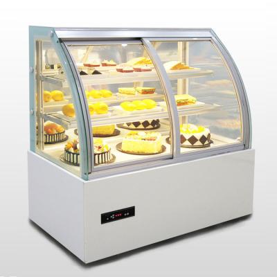 China Transparent Pastry Showcase Single-temperature Bakery Cake Display Cooler Glass Refrigeration for sale