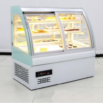 China Supermarket Disply Showcase Cake Cabinet Bakery Display Refrigerator Cake Transparent Curved Glass Refrigeration for sale