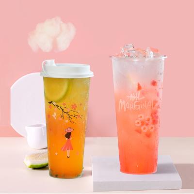 China DOUBLE WALL Food Grade PP Bubble Tea Cup 12/18/22/24Oz Plastic Mug for sale