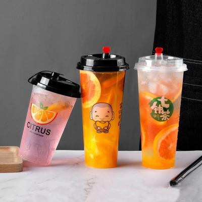 China DOUBLE WALL Customized Beverage Disposable Plastic Cup Logo Mug for Milk Tea Shop for sale