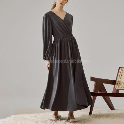 China 2022 Anti-Static Manufacturer Long Sleeve Beach Bohemian Dresses Ladies Maxi Casual Women Party Summer Black Dress for sale