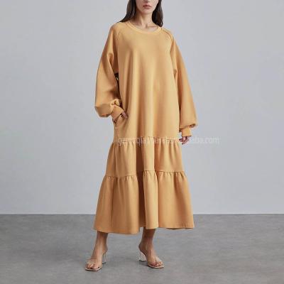 China Anti Static Round Neck Plus Size Customized Label Logo Dress Knitted Cotton Manufacturer High Quality Premium Winter Dresses for sale