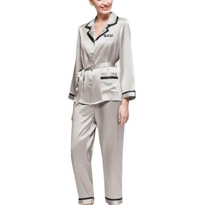 China QUICK DRY Custom Label Plus Size Women's Sleepwear Pajamas Set 2 Piece 100% Silk Winter Pajamas for sale