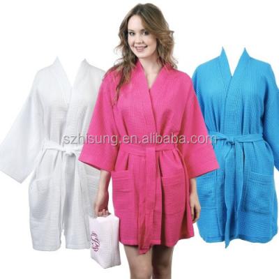 China 60/40 Cotton Polyester Waffle Weave Kimono Breathable Spa Bathrobe With Embroidery Logo Mother's Day Gift Cheap for sale