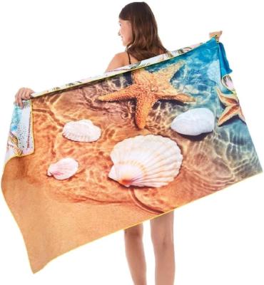 China 2021 Hot Sale Sand Microfiber Beach Towel Custom Free Quick Dry Travel Towel QUICK DRY Sand Microfiber Beach Towel Digital Printed Towel for sale