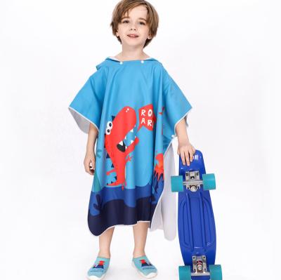 China Personalized Design Microfiber Suede QUICK DRY Beach Towel Poncho For Kids for sale