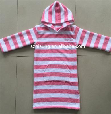 China QUICK DRY 100% Cotton Yarn Dyed Striped Kids Beach Wear Beach Towel With OEM Embroidery Logo for sale