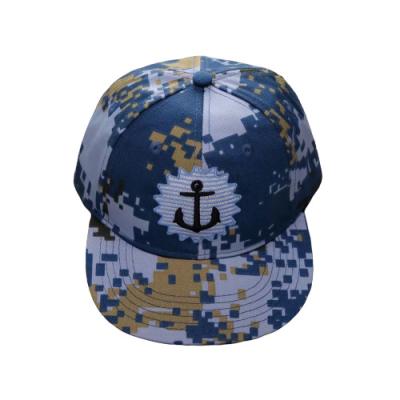 China Wholesale Custom Logo JOINT Navy Flat Camouflage 3D Embroidered Pattern Hat Cap for sale