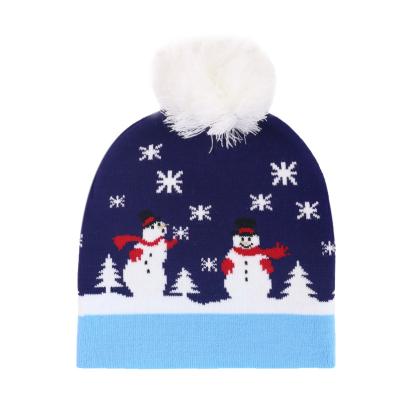 China New Style COMMON Casual Unisex Jacquard Embroidery Warm Christmas Winter Print Knitted Beanie Winter Hats for sale