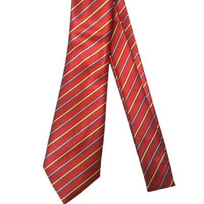 China Safety Fashionable Polyester Mens Red Stripe Ties Neck Wear Woven Custom Fashion Necktie for sale