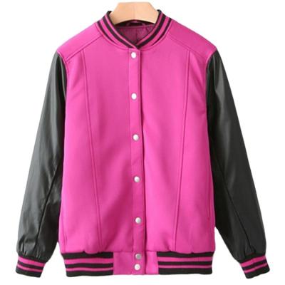 China Waterproof Custom Logo Wholesale Zipper Sport Casual Women's Jacket 2023 Fall Baseball PU Sweater Coat for sale