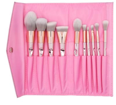 China 10Pcs Plastic+Synthetic Fiber Wholesale Makeup Brush Professional Wooden Handle Laser Eyeshadow Makeup Brush Set for sale