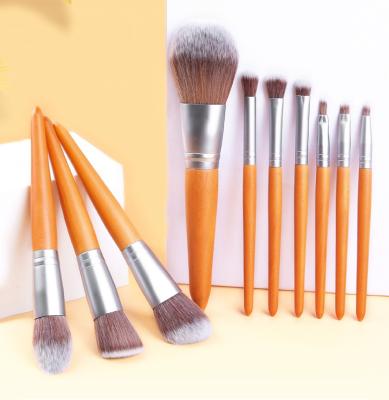 China Soft wood handle+aluminum tube+man-made fiber and eye wool brush facial massage tool cosmetic custom cosmetic brush for sale