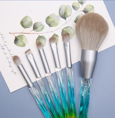 China Custom Magic Color Crystal Rod Makeup Brush Set Plastic + Synthetic Fiber Makeup Brush Logo 6-Piece Blue Color for sale