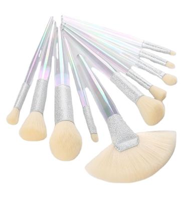 China Plastic Handle + 2021 New Customized High Quality 10 Pieces Synthetic Fiber Makeup Set Brush Eyeshadow Brush for sale