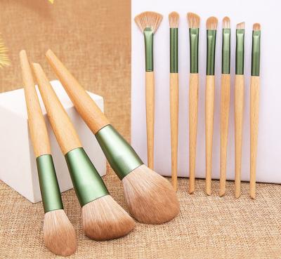 China 10 Pcs best-selling wooden handle+aluminum tube+man-made fiber makeup brush custom makeup brush kit for sale