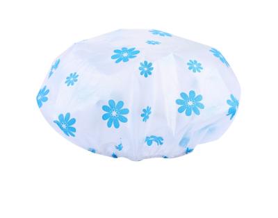 China Pastoral Wholesale Color Thickening Shower Cap Disposable Waterproof PE Printing Adult Shower Cap for sale