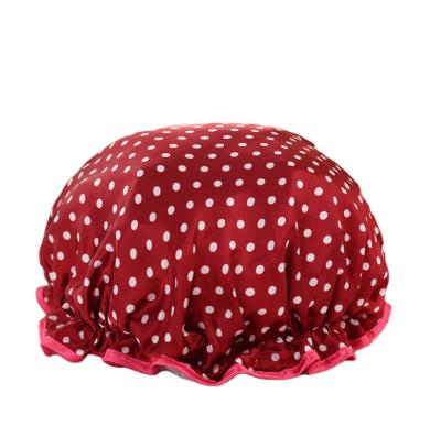 China Pastoral Dye Wave Double-Layer PEVA Waterproof High Quality Lncrease Shower Cap Can Be Customized Logo for sale