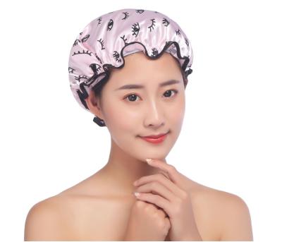 China Double layer pastoral PEVA printing dye waterproof high quality shower cap can be customized logo for sale