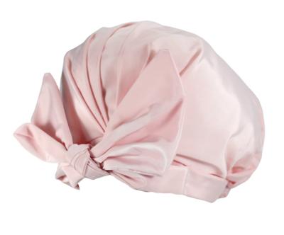 China Pastoral Bow Solid Color Shower Cap Single Waterproof Adult Lady Nightcap for sale