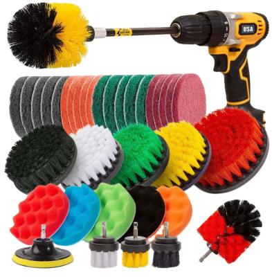 China Kitchen Bathroom Car Nylon Silk Carpet Cleaning Electric Drill Brush 37 Piece Set for sale