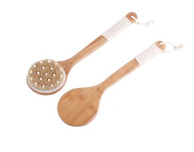 China EXFOLIATE Non-Slip Bamboo Bath Brush Massage Long Handled Rubbing Brush for sale