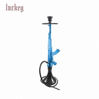 China Medium Size Durable Gun Design Good Quality Customized Shape Metal And Glass Hookah for sale