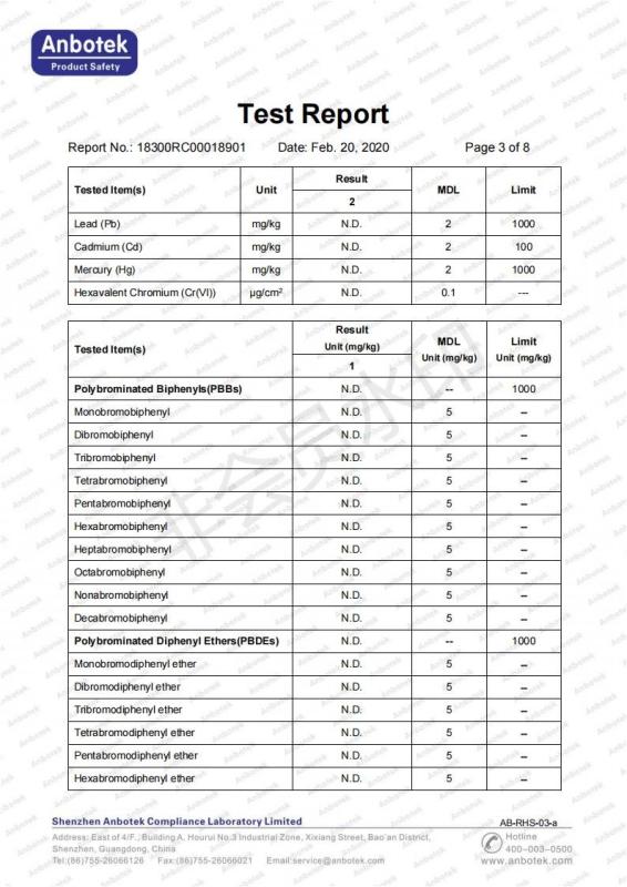 Test report - Shanghai Huiyi International Co., Ltd.