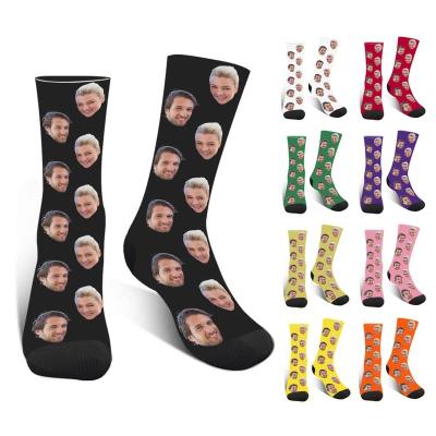 China QUICK DRY Custom Sublimation Print Socks With Photo Personalized Adult Men Women He Her Gifts Customized Funny Socks Polyester for sale