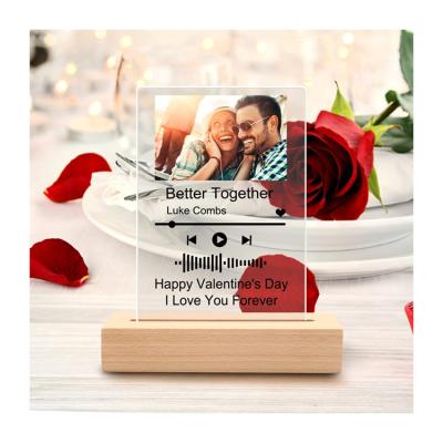 China Modern Personalized Custom Acrylic Night Light Plate Music Song Picture Photo Album Cover Scannable Cover for sale