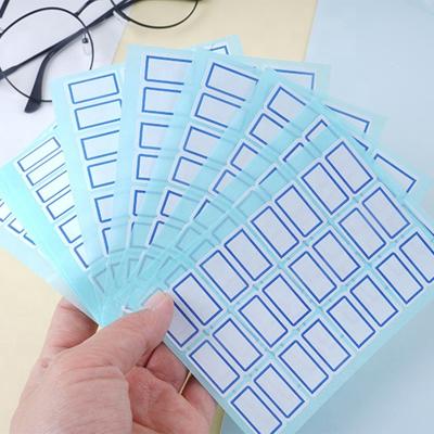 China Easy Stick Whole Sale Office And Water Base White School Supplies Stationery Self Adhesive Paper Label With Rectangle Blue Or Red Edge for sale