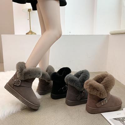 China CUSHIONING OEM&ODM Doi Giay Bota De Nieve Women 'S Snow Boots Waterproof Winter II Fur Striped Ankle Boots Women Shoes Women's Boots for sale