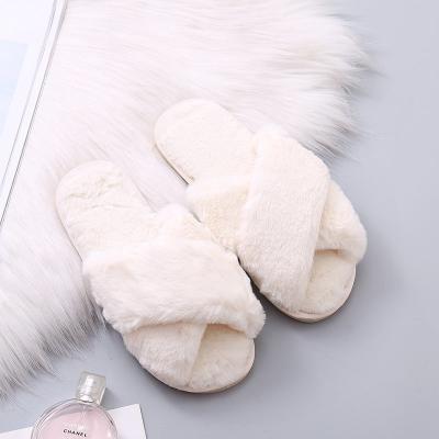 China Custom Luxury Fur Slippers Winter Fur Zapatilla De Piel Fashion Designer Bedroom Slippers Fashion Trend Comfortable Home Bedroom Slippers for sale