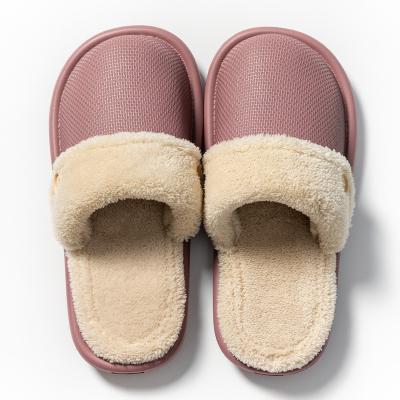 China Fashion Trend Couples Slippers Winter Waterproof Non-slip Home Warm Slides For Women for sale