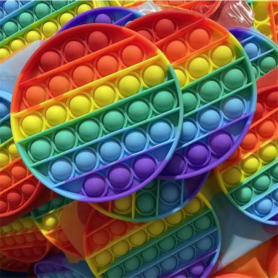 China Rainbow compression fidgety person push up popper sensory toy silicone fidgety person strain bubble fidgety person toy new for sale