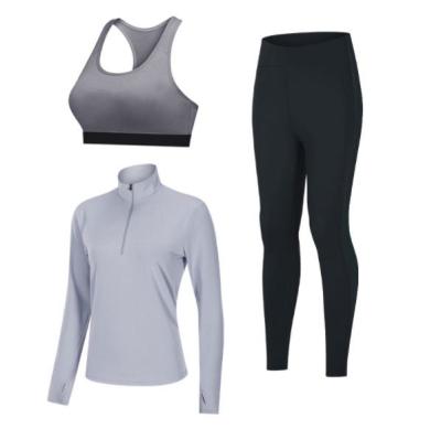 China New Trend Breathable Yoga Suit Comfortable Breathable Sport Wear High Elasticity Light Weight 3 Pieces Activewear for sale