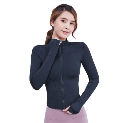 China 2021 Sweat-Wicking Yoga Sleeve Jacket Yoga Blouse Long Popular Sexy Collar Zipper No Zipper Sweatshirt No Hood Full Length Sweaters For Women for sale